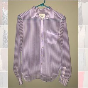 Purple and white stripe button down